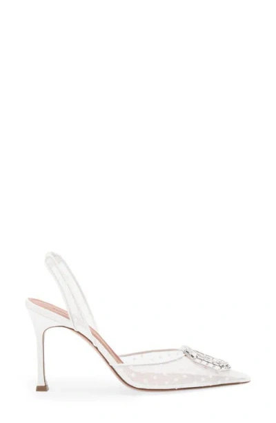 Amina Muaddi Camelia Swiss Dot Slingback Pump In White