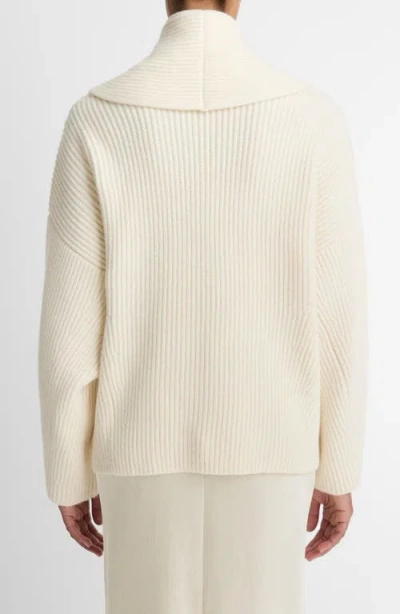 Vince Double Breasted Rib Cardigan In White