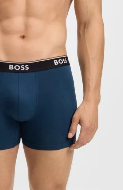 Hugo Boss Boss Assorted 3-pack Power Stretch Cotton Boxer Briefs In Blue