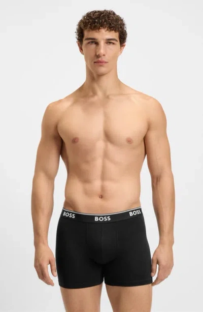 Hugo Boss Boss Assorted 3-pack Power Stretch Cotton Boxer Briefs In Blue