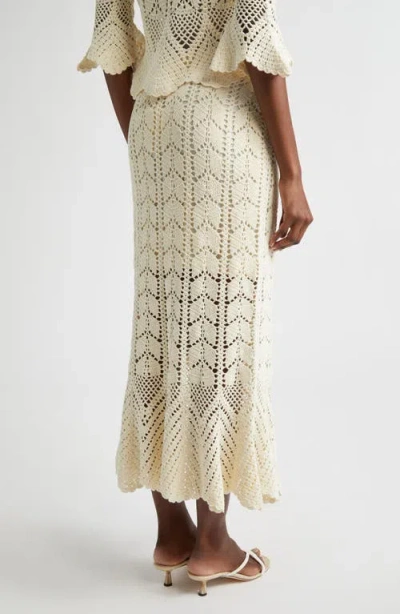 Zimmermann Awaken Lace Crochet Midi Skirt In Cream In White