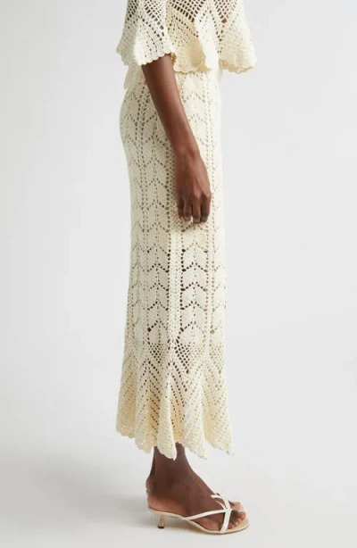 Zimmermann Awaken Lace Crochet Midi Skirt In Cream In White