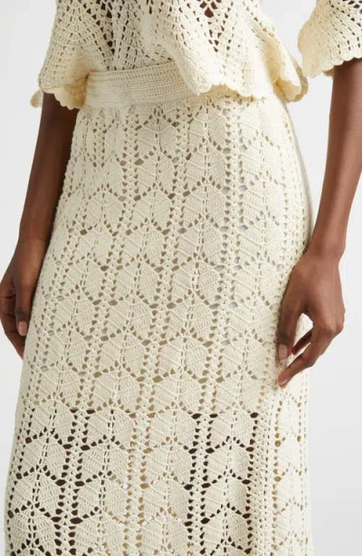 Zimmermann Awaken Lace Crochet Midi Skirt In Cream In White