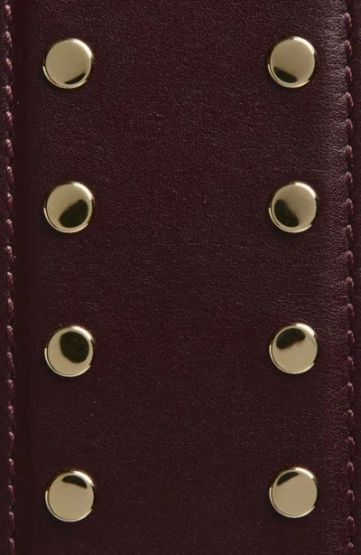 Khaite Theo Studded Leather Belt In Burgundy