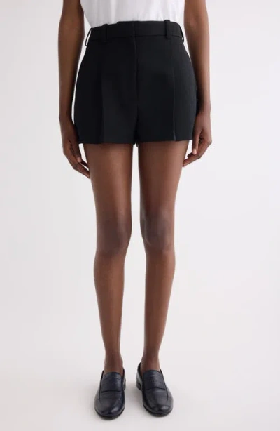 Givenchy Pleated Wool Grain De Poudre Shorts In Black