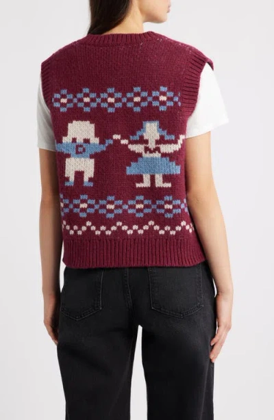 Damson Madder Sofie Wool Sweater Vest In Burgundy