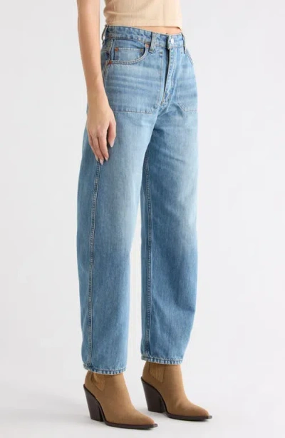 Re/done The Rewind High Waist Crop Barrel Leg Jeans In Blue
