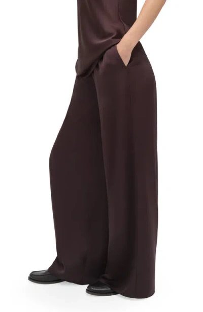 Favorite Daughter The Effortless Satin Wide Leg Pants In Brown