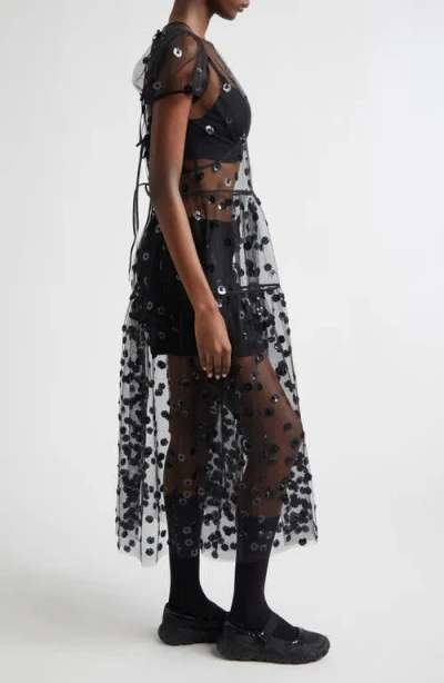 Cecilie Bahnsen Cbnanna Sequin Blossom Tulle Dress In Black