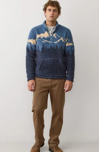 Marine Layer Sierra Fleece Quarter Zip Pullover In Black