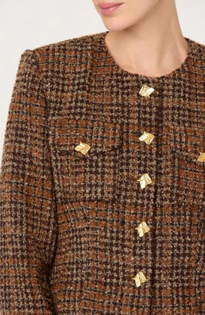 Astr The Label Kyleigh Tweed Jacket In Brown