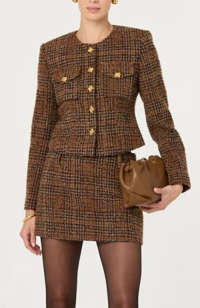 Astr The Label Kyleigh Tweed Jacket In Brown