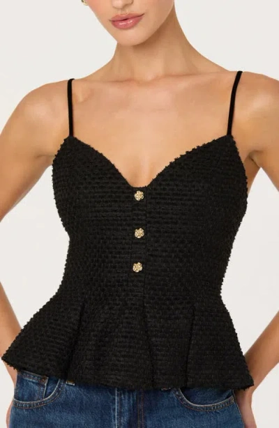 Astr The Label Paislee Texture Peplum Top In Black