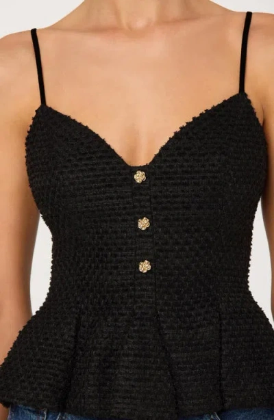 Astr The Label Paislee Texture Peplum Top In Black