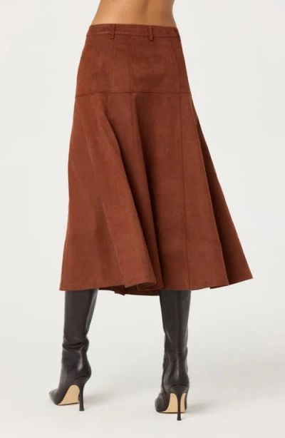 Astr The Label Zoya Faux Suede Midi Skirt In Brown