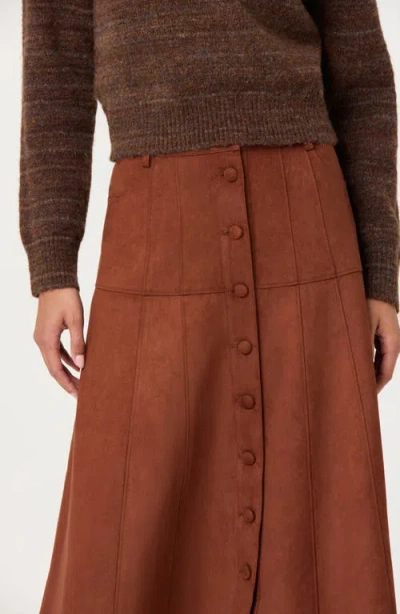 Astr The Label Zoya Faux Suede Midi Skirt In Brown