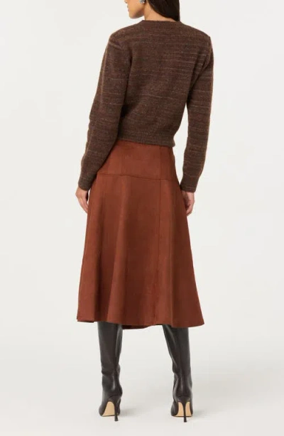 Astr The Label Zoya Faux Suede Midi Skirt In Brown