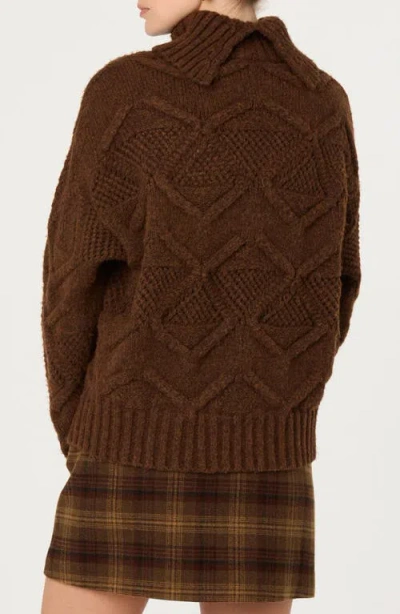 Astr The Label Janeth Cable Turtleneck Sweater In Brown
