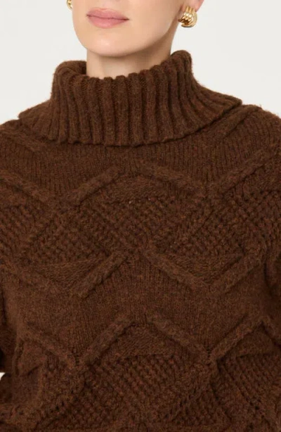 Astr The Label Janeth Cable Turtleneck Sweater In Brown