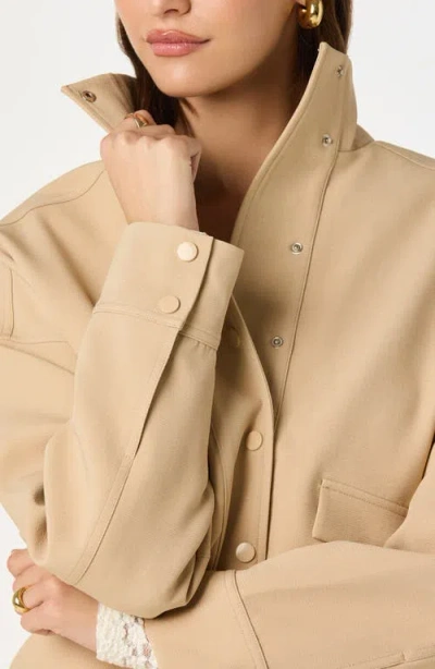 Astr The Label Funnel Neck Bomber Jacket In Brown