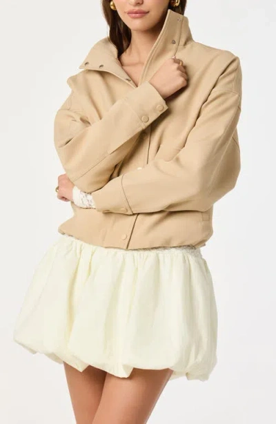 Astr The Label Funnel Neck Bomber Jacket In Brown