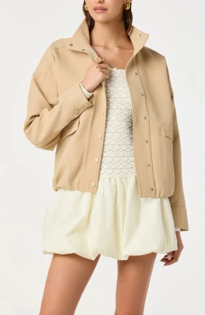 Astr The Label Funnel Neck Bomber Jacket In Brown