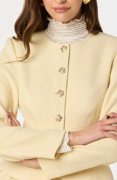 Astr The Label Tweed Fitted Blazer In Yellow