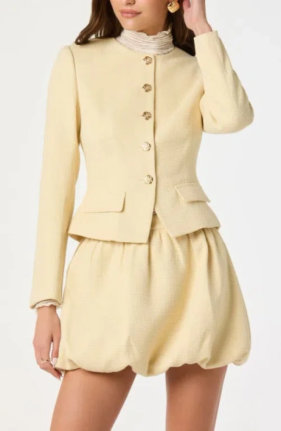 Astr The Label Tweed Fitted Blazer In Yellow