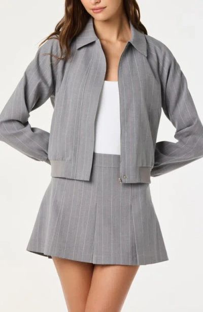 Astr The Label Pleated Stripe Miniskirt In Gray