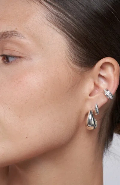 Oak & Luna Classic Dome Huggie In Silver