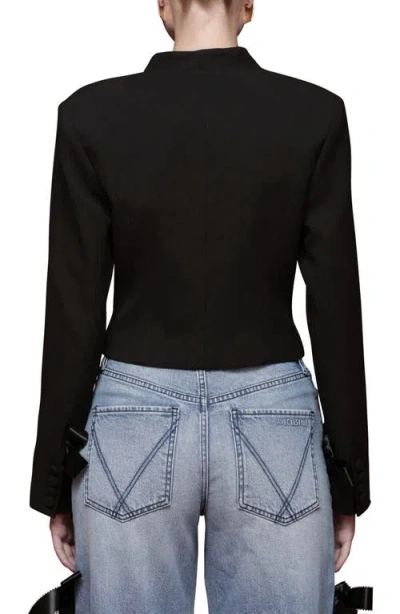Avec Les Filles Contrast Lapel Crop Jacket In Black