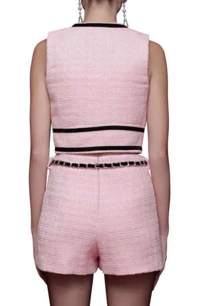 Avec Les Filles Bow Trim Sleeveless Crop Top In Pink