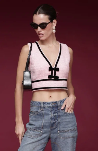 Avec Les Filles Bow Trim Sleeveless Crop Top In Pink