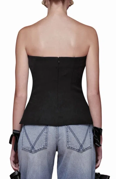 Avec Les Filles Contrast Bow Strapless Top In Black
