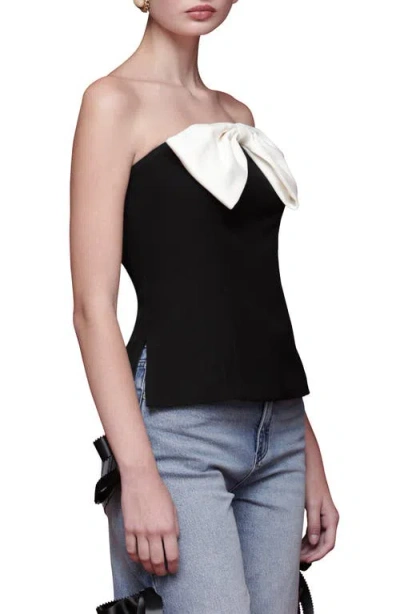 Avec Les Filles Contrast Bow Strapless Top In Black