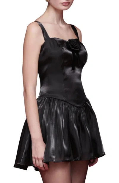 Avec Les Filles Sleeveless Fit & Flare Minidress In Black