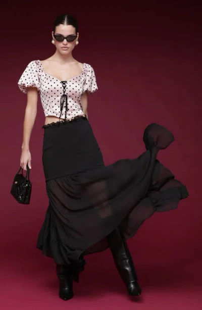 Avec Les Filles Handkerchief Hem Skirt In Black