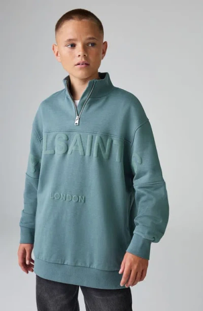Smallsaints By Allsaints Kids' Biggy Quarter Zip Sweatshirt In Blue
