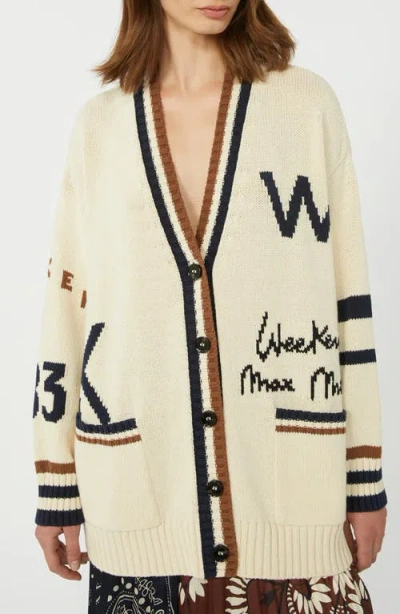 Weekend Max Mara Blasone Oversize Jacquard Cardigan In Nude