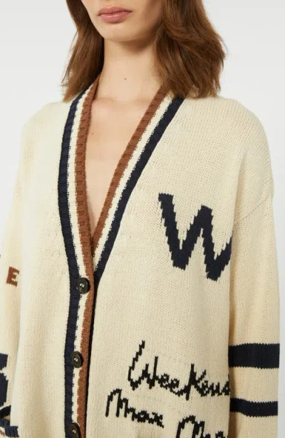 Weekend Max Mara Blasone Oversize Jacquard Cardigan In Nude