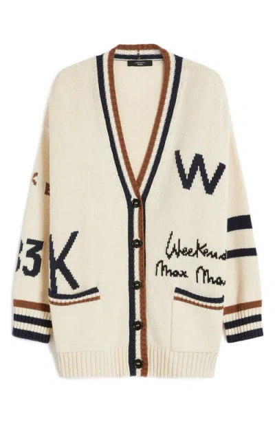 Weekend Max Mara Blasone Oversize Jacquard Cardigan In Nude