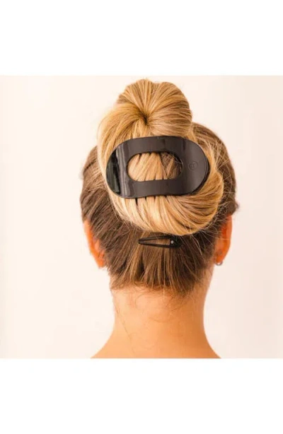 Teleties Large Flat Round Hair Clip In Black