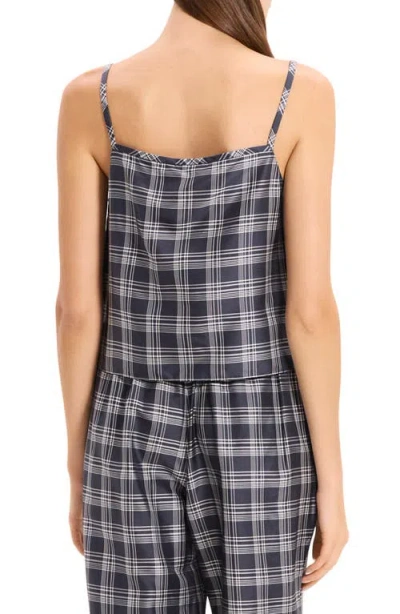 Theory Bind Strap Plaid Silk Top In Multi