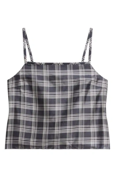 Theory Bind Strap Plaid Silk Top In Multi