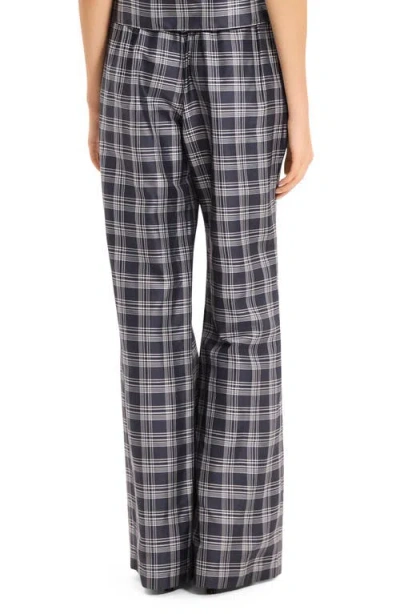 Theory Fluid Plaid High Waist Straight Leg Silk Pants In Multi