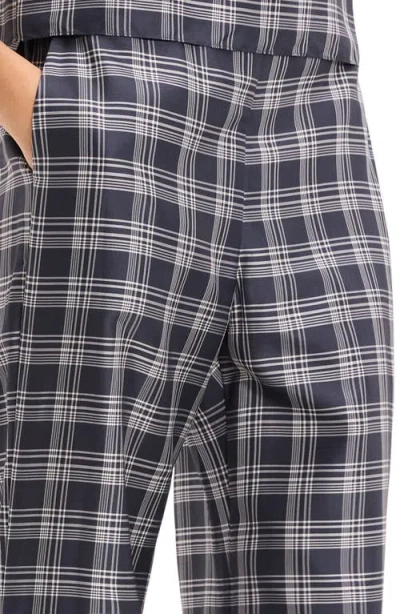 Theory Fluid Plaid High Waist Straight Leg Silk Pants In Multi