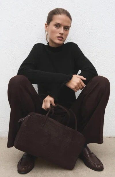 Mango Scallop Mock Neck Sweater In Black