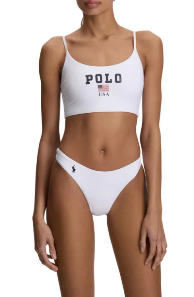 Polo Ralph Lauren High Cut Scoop Bikini Bottoms In White