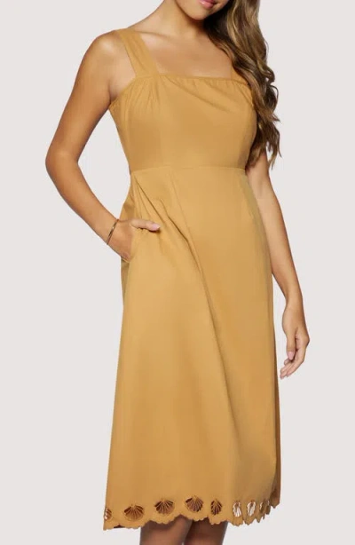 Lost + Wander Seashell Drift Open Back Midi Dress In Brown