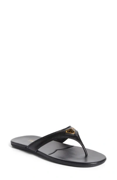 Prada Logo Flip Flop In Black